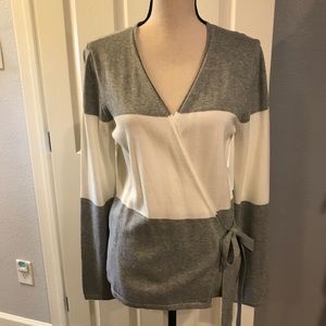 New WHBM tie wrap light coverup sweater
